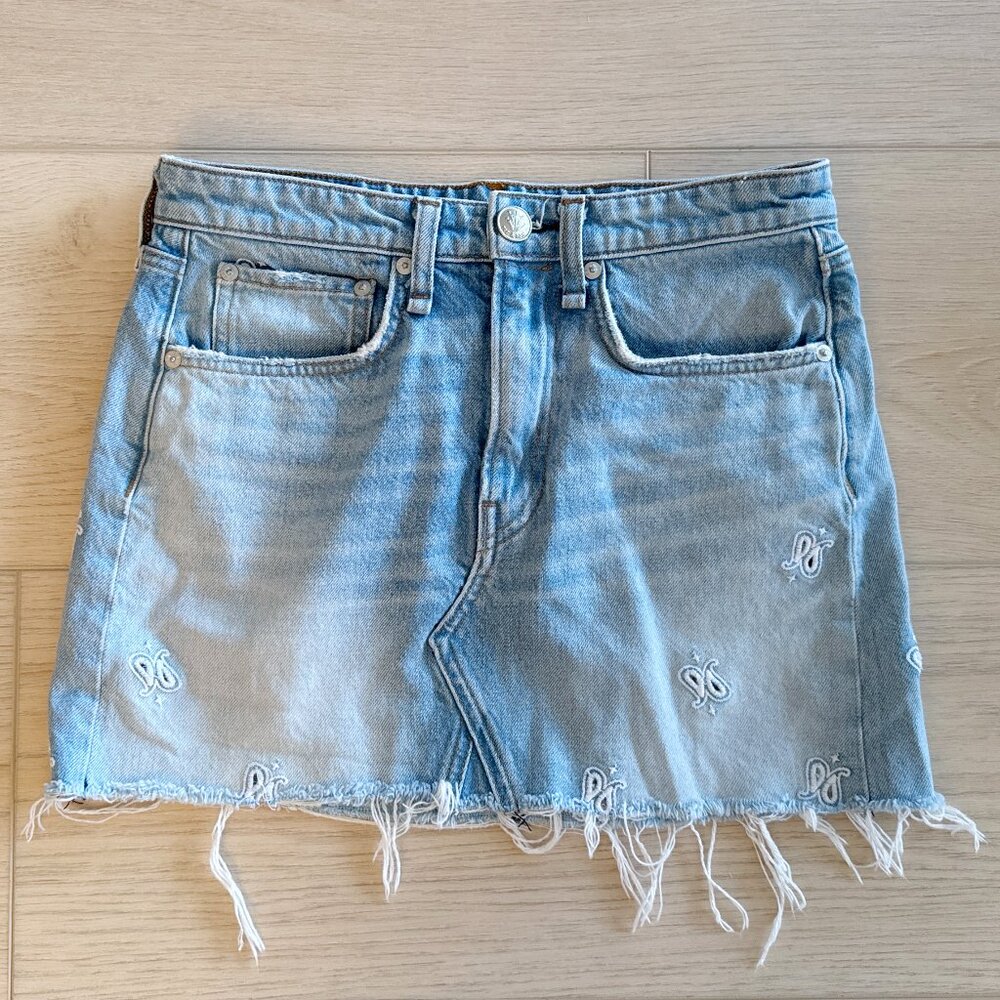 Rag & Bone paisley embroidered denim skirt